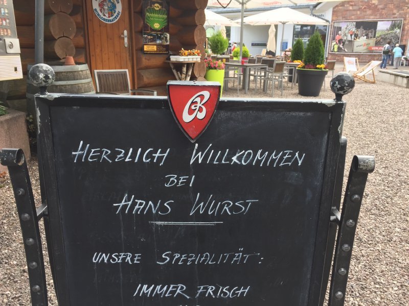 Werbung für Bratwurst, Schild, Werbetafel, Oberhof am Rennsteig